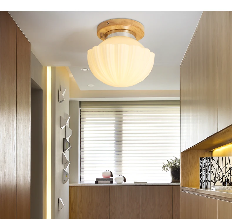 Corridor Wooden porch Lamp Solid Wood ceiling Nordic Living Room Entrance Hall Japanese home Led Ceiling Lights | Лампы и освещение
