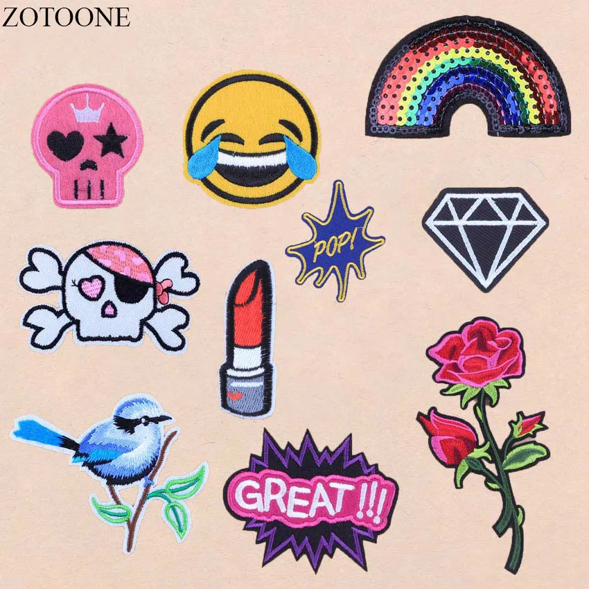 ZOTOONE WOW набор патчей с буквами мультфильмов Дешевые Вышитые милые патчи утюгом на