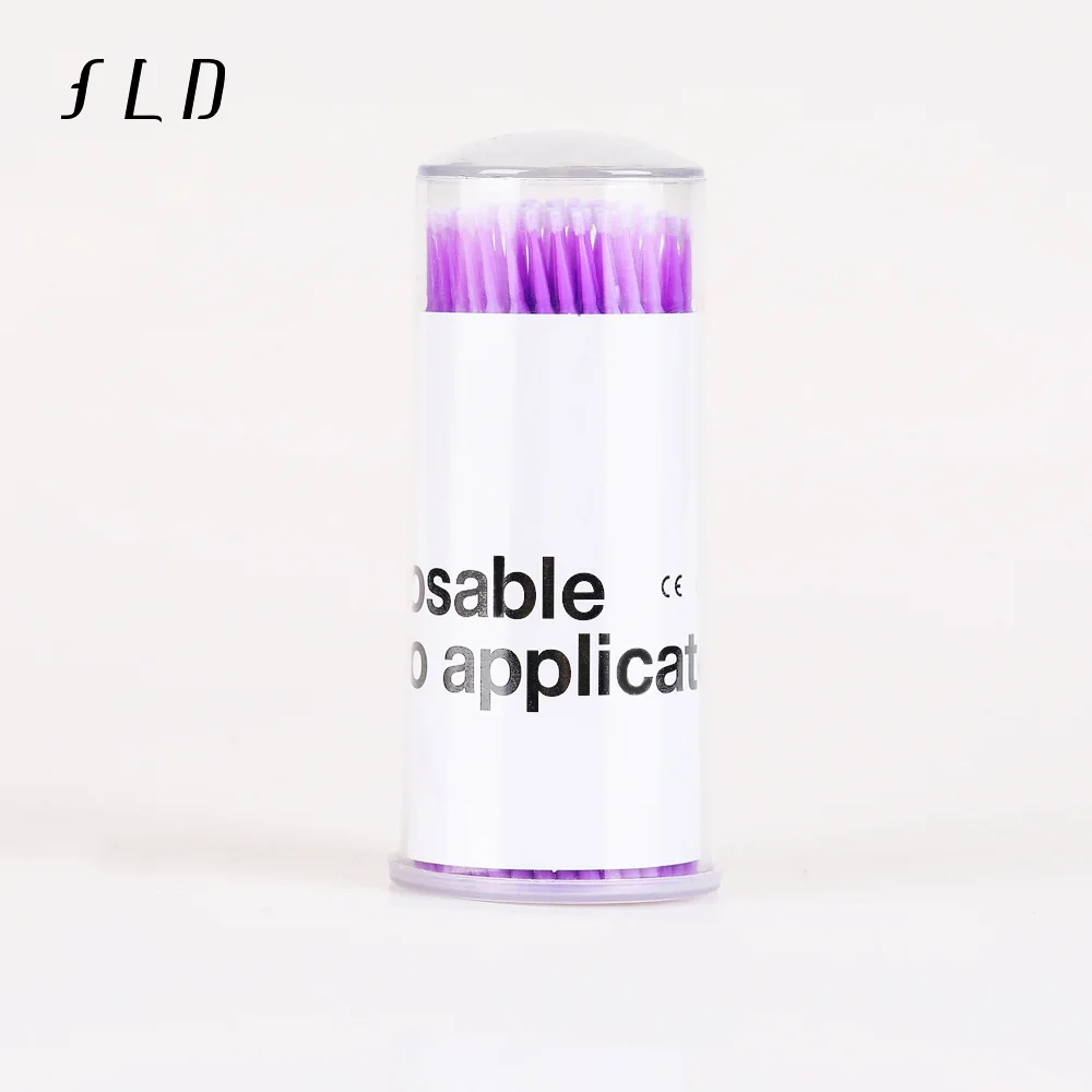 Purple-bottle FLD 100 шт. одноразовый аппликатор мини-тампон для макияжа Инструменты для удаления накладных ресниц кисти для наращивания ресниц - Handle Color: Purple-bottle