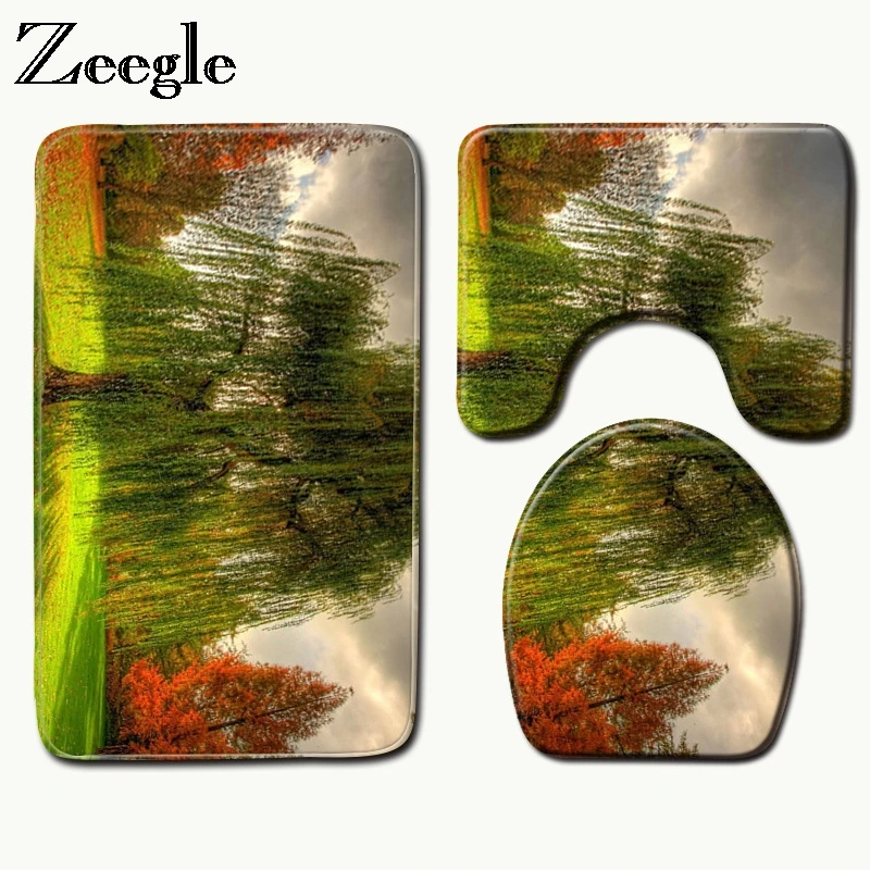 Zeegle 3 шт. коврики Ванная комната туалет ковры набор фланель моющиеся пьедестал