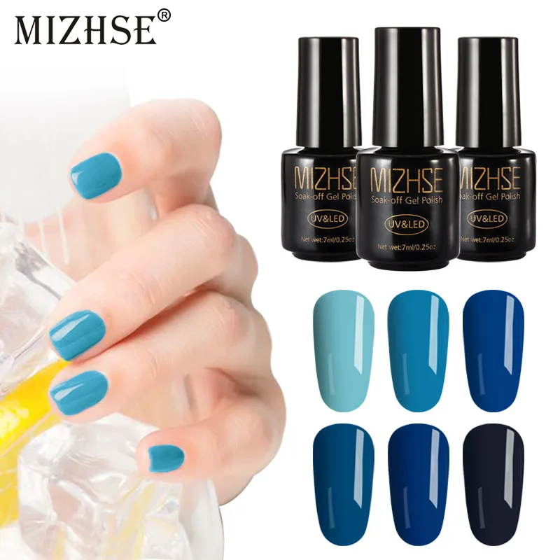 MIZHSE Гель лак для ногтей Nagels Debardeur Esmalte Em Pretty Blue Colors серия УФ гель ногтей|Гель