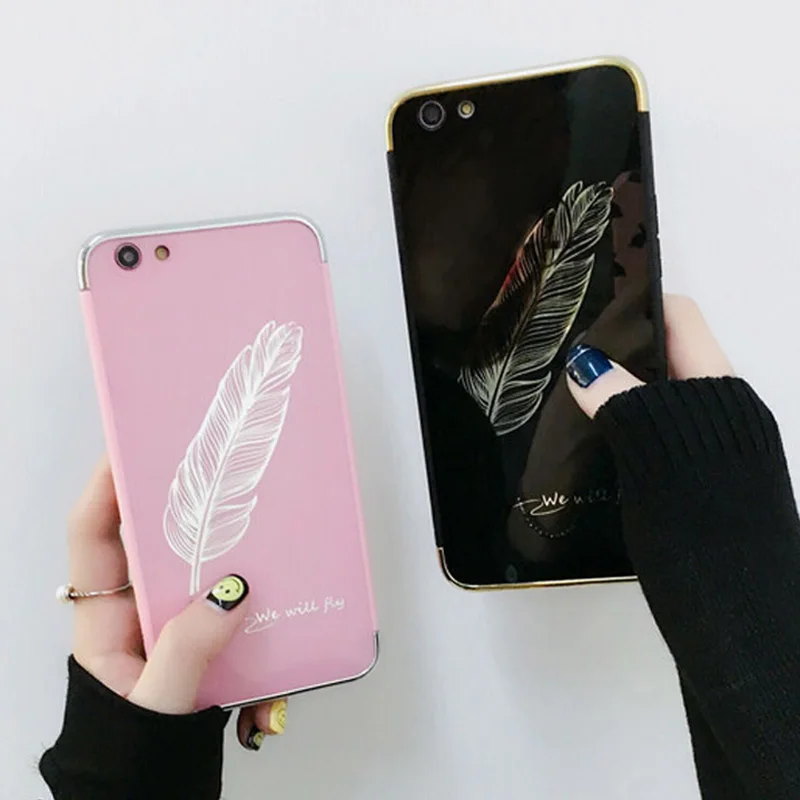 Kobee гусиное перо зеркало Coque для iPhone 7 крышка роскошный мягкий силиконовый чехол 6 S