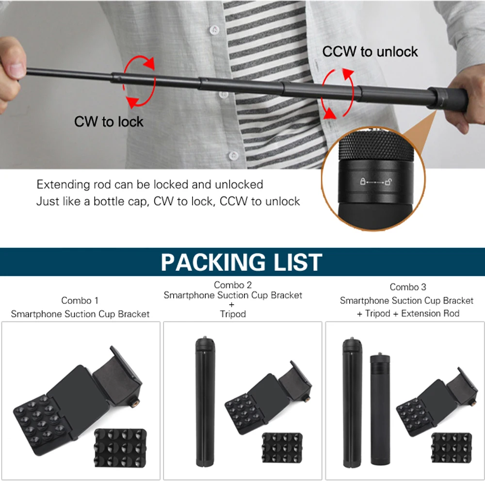 Штатив Powstro для смартфона присоска кронштейн держатель DJI OSMO Карманный камеры
