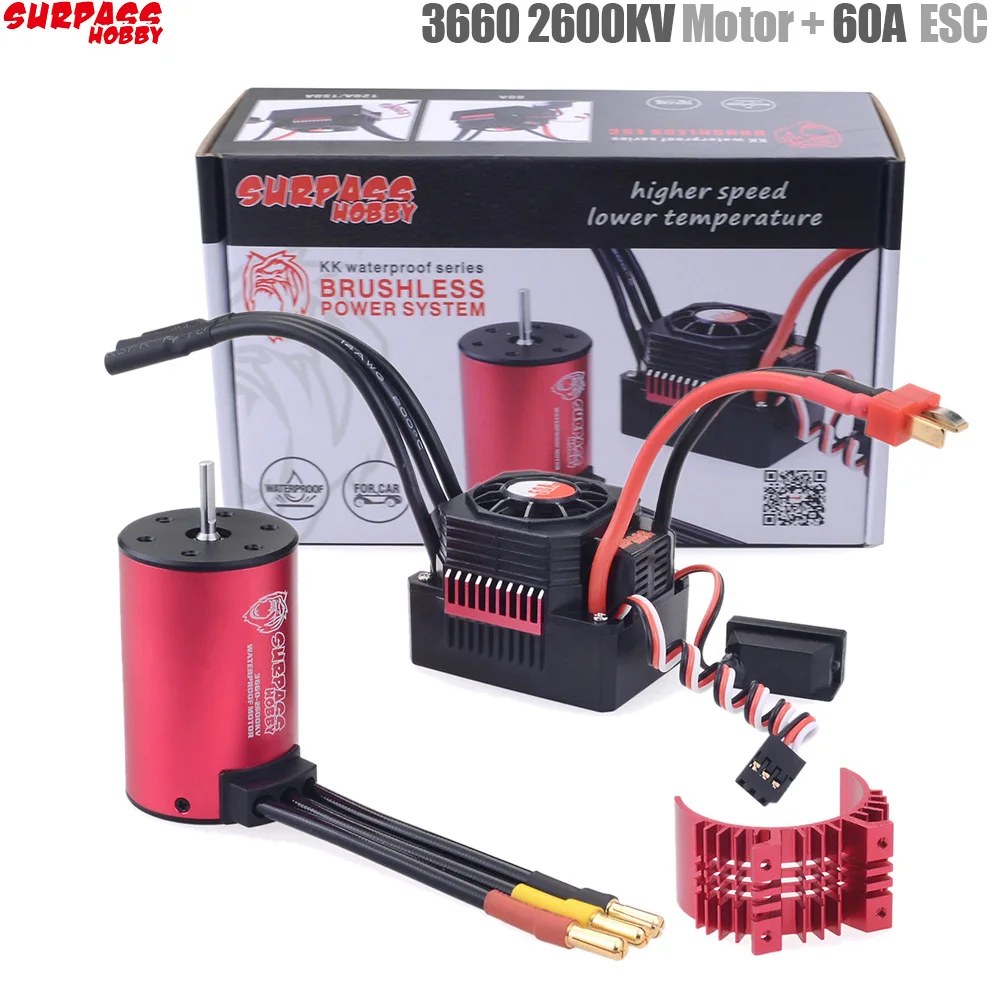 SURPASS хобби KK водонепроницаемый комбо 3660 2600KV 3500KV бесщеточный двигатель w/теплоотвод 60A/80A бесщеточный ESC для RC 1/10 автомобиль