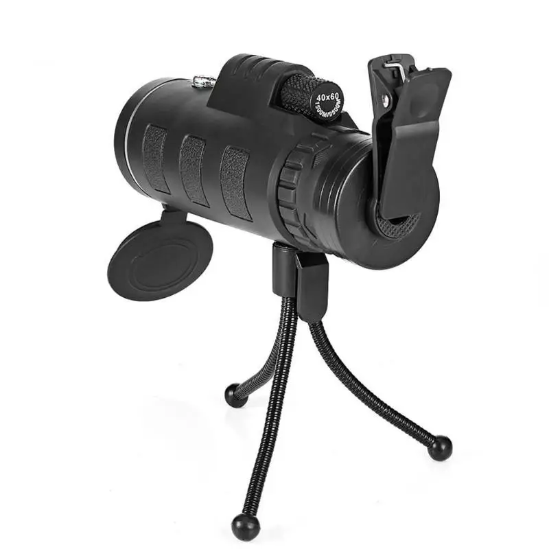 40X60 Monocular Telescope Outdoor Optics Telescopic Camping Scopes With Compass Phone Clip Tripod Survival Hunting Equipment