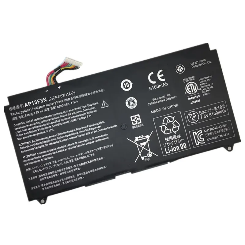 Аккумулятор для ноутбука 7XINbox 7 5 В 47Wh 6280 мАч AP13F3N Acer Aspire 63/114 серия Ultrabook 2ICP4/
