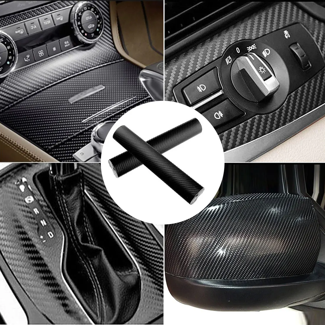 

200x60cm Fiber wrap roll sticker waterproof DIY carbon fiber wrap roll of car stickers auto vehicle accessory Dewtreetali