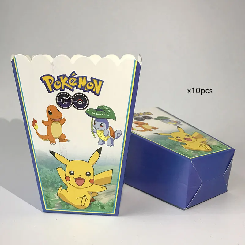 popcorn box X10 Pokemon Go тематическая вечеринка на день рождения украшения Дети 10 человек Покемон вечерние принадлежности Набор посуды бумажные тарелки подарок для ребенка - Цвет: popcorn box X10