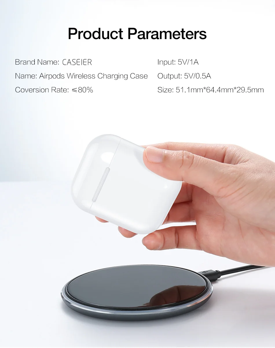 Caseier Qi Беспроводная зарядная коробка для AirPods защитная сумка Беспроводная Быстрая зарядка коробка приемник для Airpod Earpods чехол Зарядное устройство