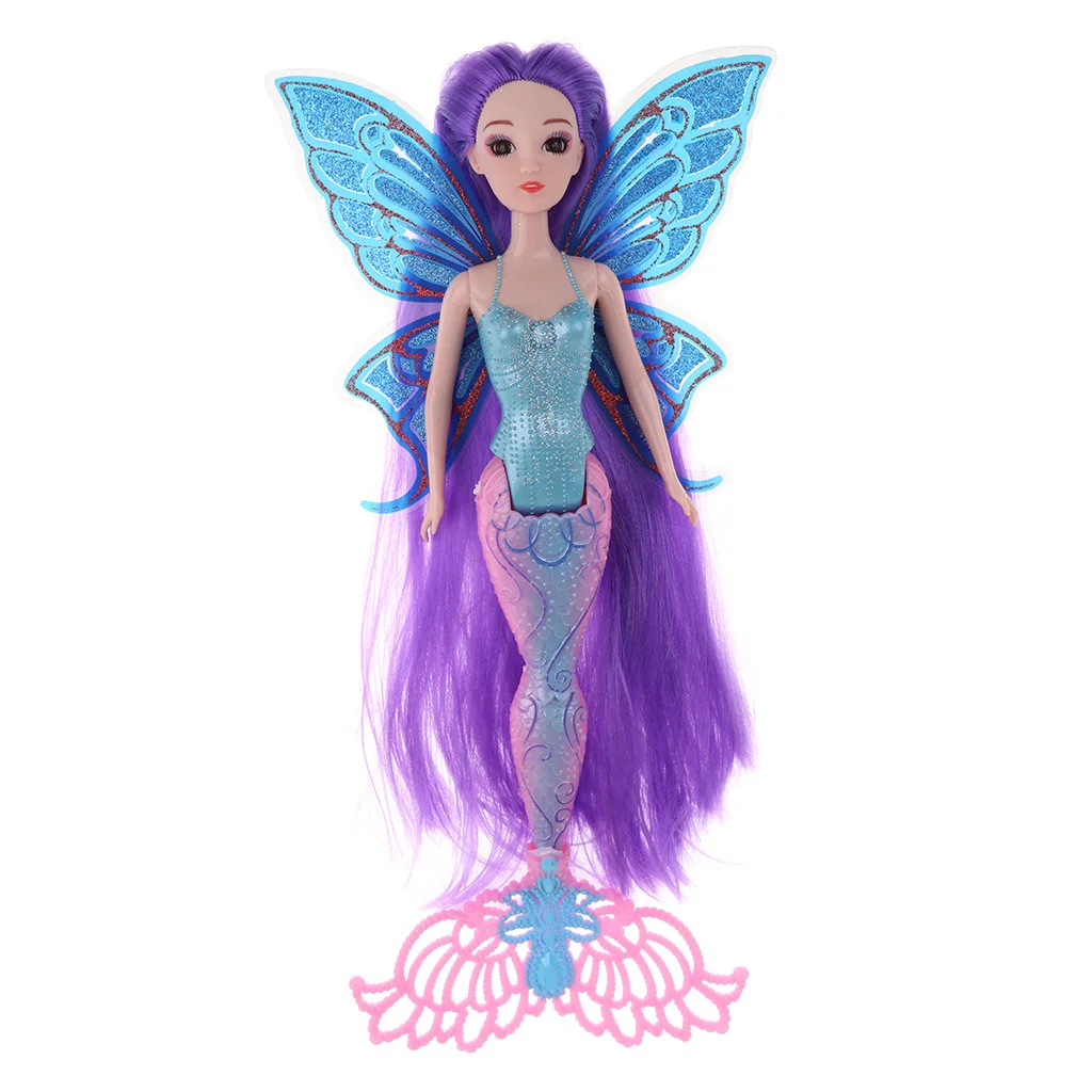 

Magical 30cm Mermaid Doll Toy Princess Girl Doll with Glittering Tail and Wing Kids Gift Home Display Decor