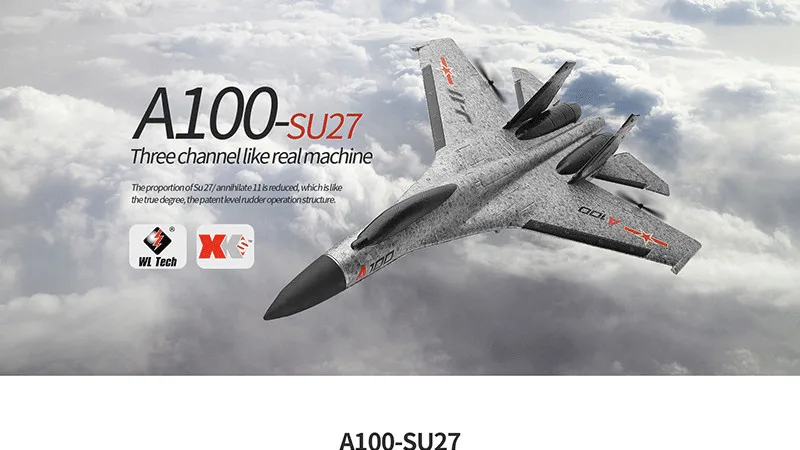 Wltoys XK A100-SU27 радиоуправляемый самолет 2,4 г 340 мм 3CH самолет с фиксированным крылом наружные радиоуправляемые игрушки летающий самолет с дистанционным управлением детский подарок
