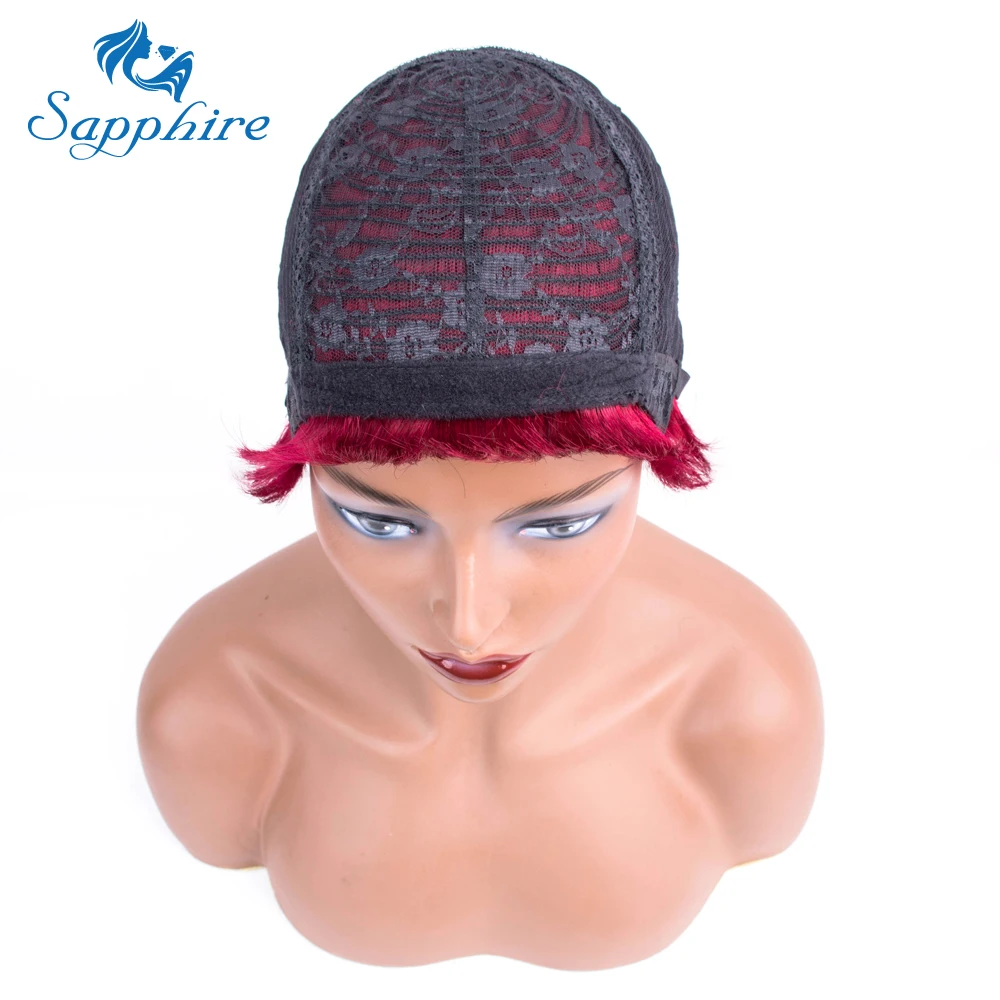 Сапфировые человеческие волосы парики прямые короткие Парик перуанские для