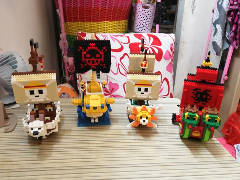 ZMS one piece Луффи пиратский корабль DIY мини-строительный алмаз нано блоки игрушка