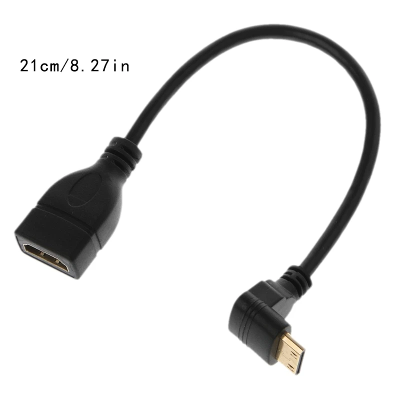 90 градусов угловой мини-usb HDMI Мужской к HDMI Женский удлинитель Кабель для передачи данных 21 см