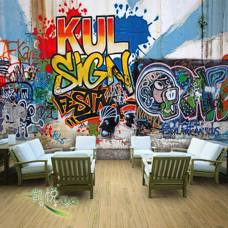 

Custom 3d mural 3D stereo large graffiti car wallpaper restaurant race track lounge cafe wallpaper mural