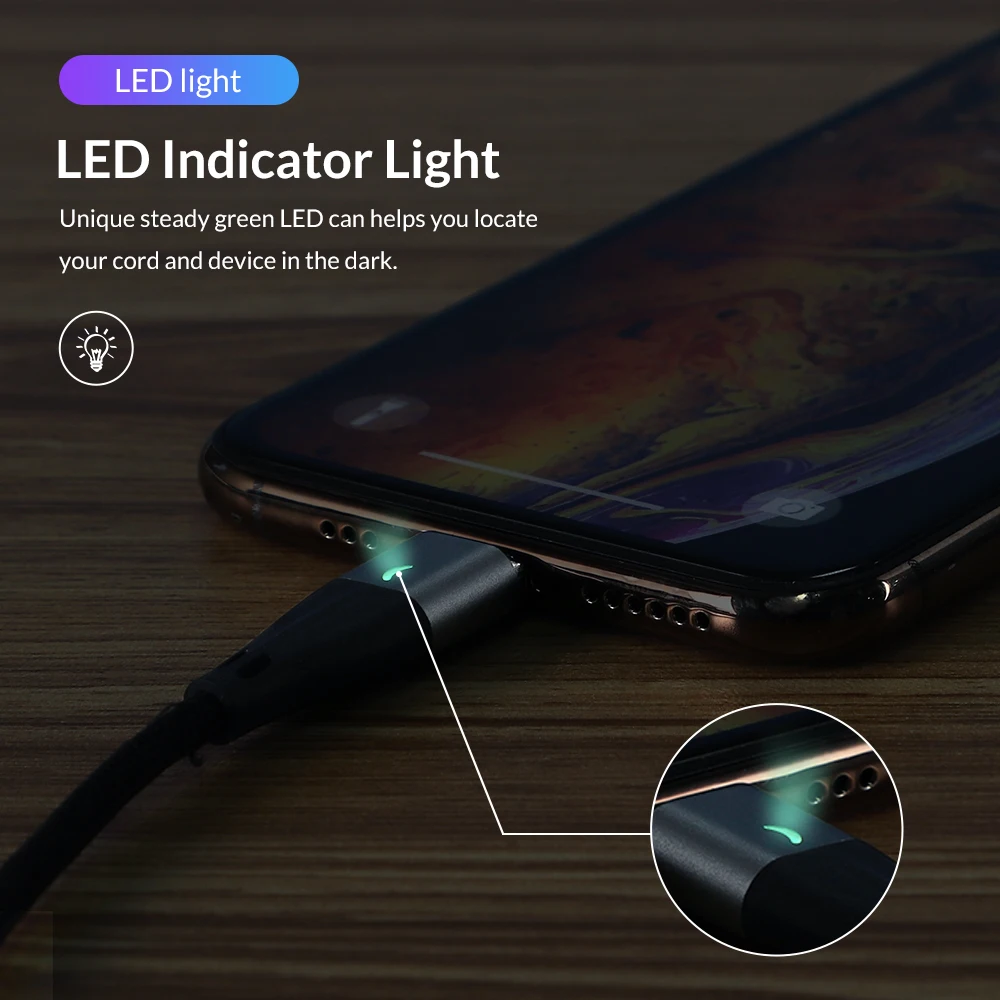 Магнитный зарядный USB кабель TOPK Micro USB/Type C/8 pin 1/2 м|Кабели для мобильных телефонов| |