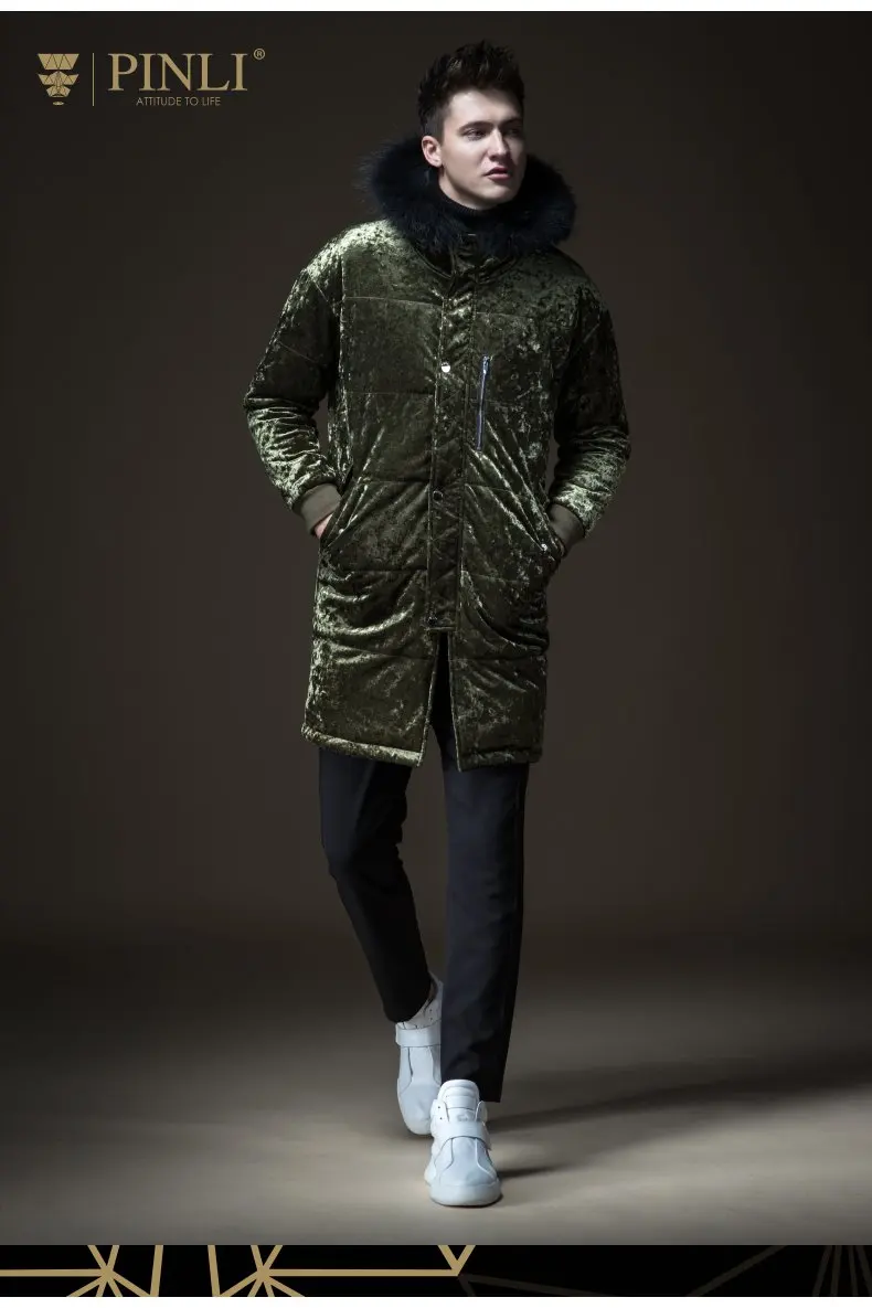 Мужские зимние куртки Chaquetas Hombre, зимние куртки для мужчин s Pinli, мужское длинное пальто из енота B183405555