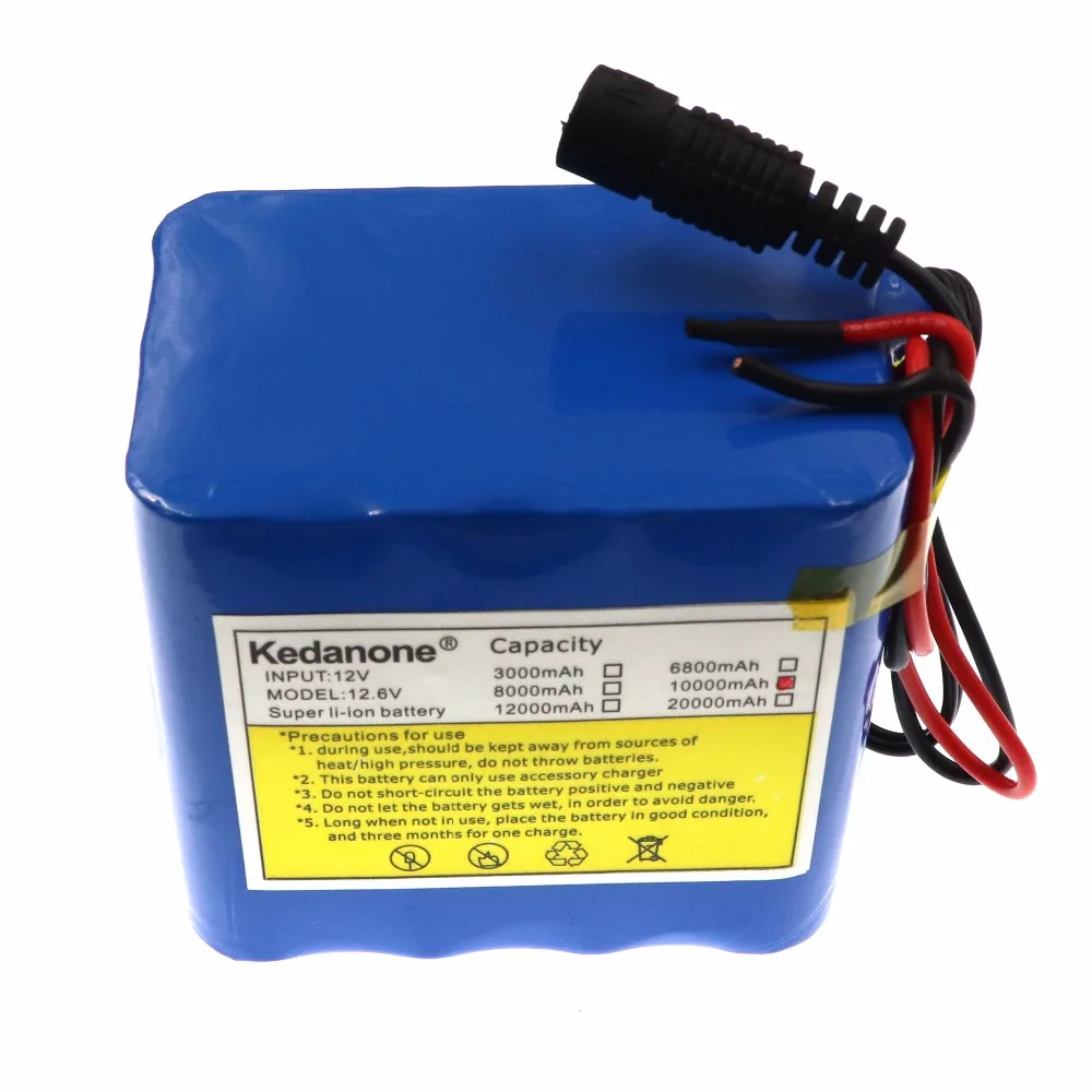 Kedanone 100% новая защита большая емкость 12 V 10Ah 18650 литиевая аккумуляторная батарея v