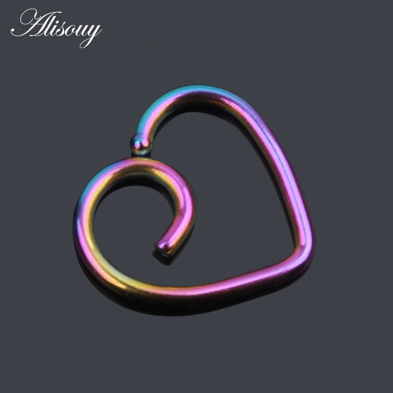Alisouy 1PC 316l Surgical Steel Daith Heart Ring Cartilage Tragus Piercings Hoop Lip Nose Rings Orbital Ear Stud Helix Jewelry images - 6