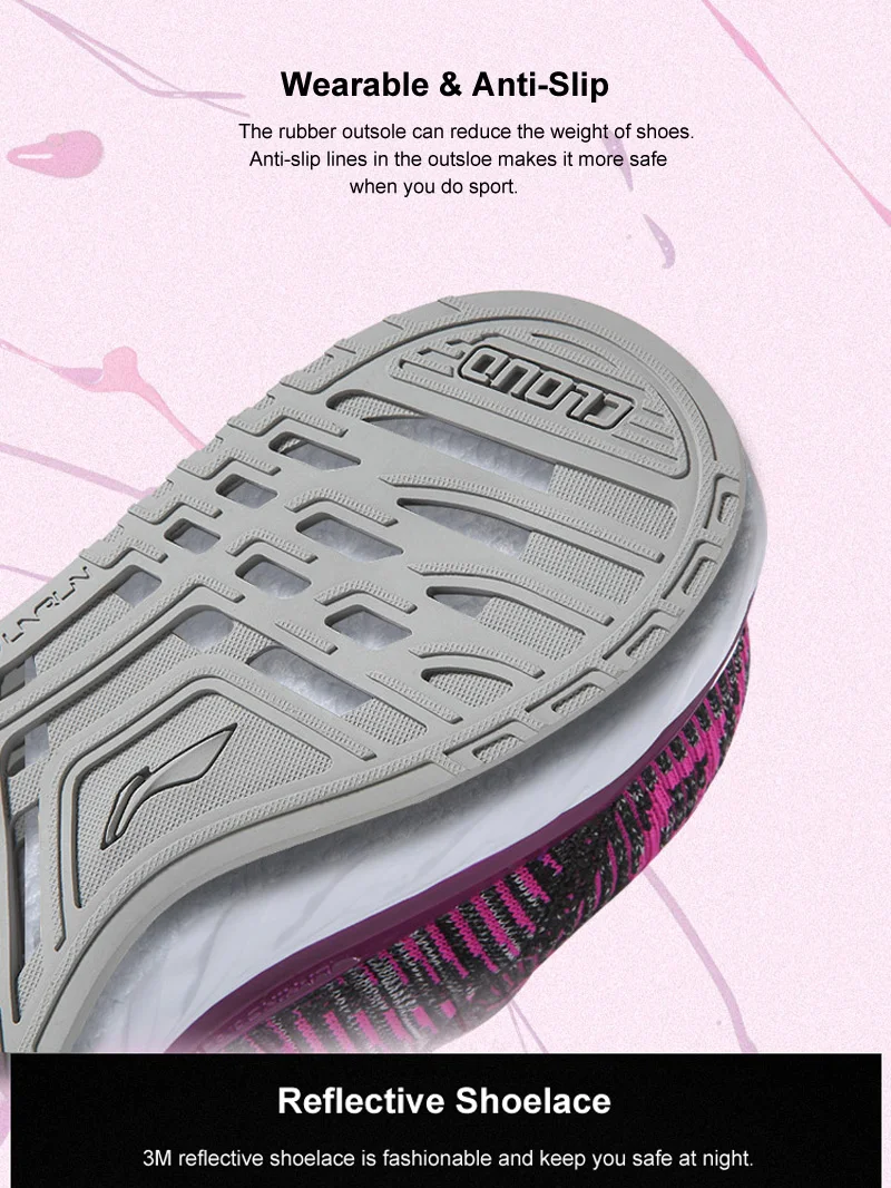 Li-Ning/женские профессиональные кроссовки LN Cloud IV; кроссовки с дышащей подкладкой; спортивная обувь из монопряжи; ARHM034 XYP542
