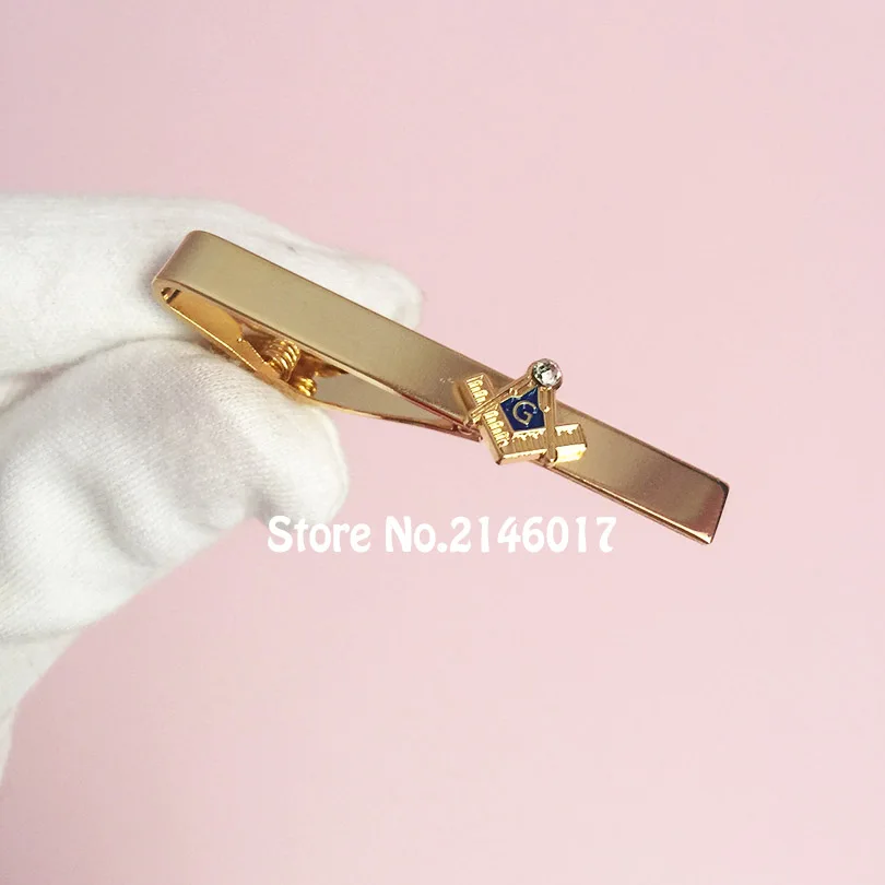 Золотистый масонский квадратный и компас G-образный галстук со стразами