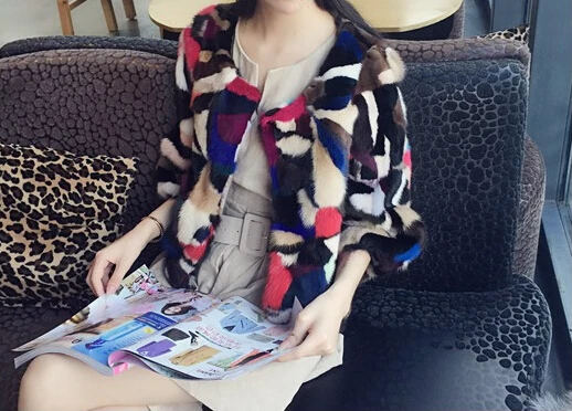 Новое поступление 2019 шуба из натурального меха норки теплое роскошное лоскутное