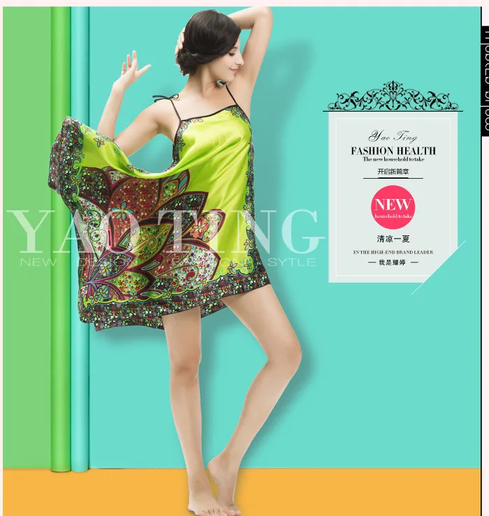 2017 шелковая ночная рубашка платье Новый Летний стиль банный халат Longue Женская