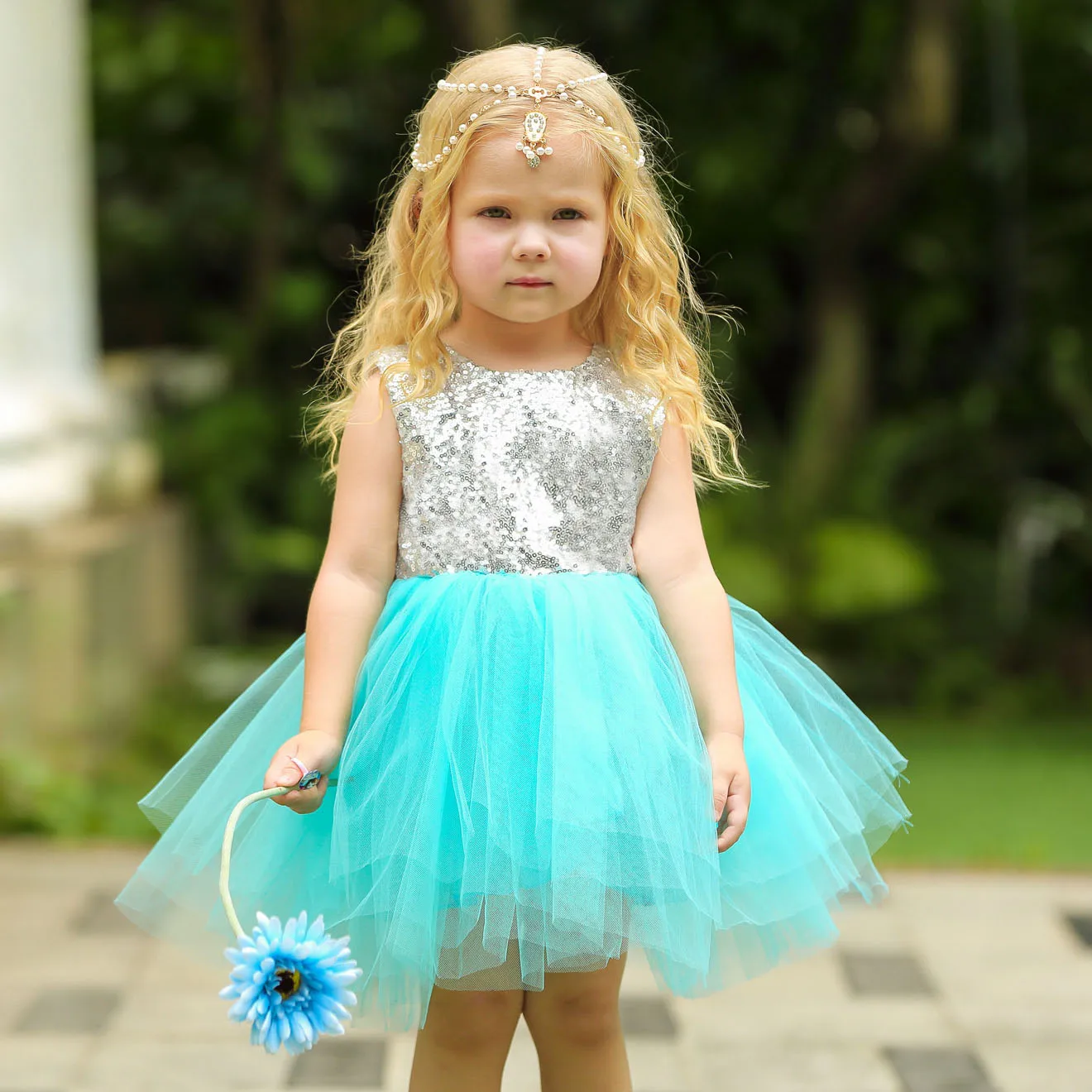 New Silver Mint Green Red Pink Flower Girl Dresses for Party Dress 1-6Y Children Toddler Girls Summer 2019 | Детская одежда и