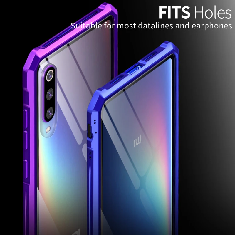 Роскошный Алюминиевый металлический бампер чехол Xiaomi mi 9 чехол mi 9 чехол противоударный прозрачный закаленное стекло задняя крышка Xiaomi mi 9 чехол