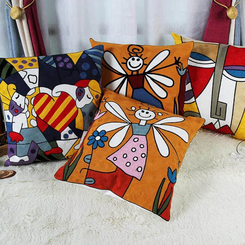 Meijuner Picasso вышитая наволочка для дивана холст хлопок автомобильного стула