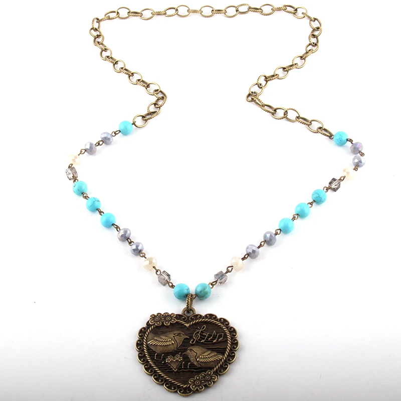 Модные ювелирные изделия из натурального камня и стекла длинная цепочка