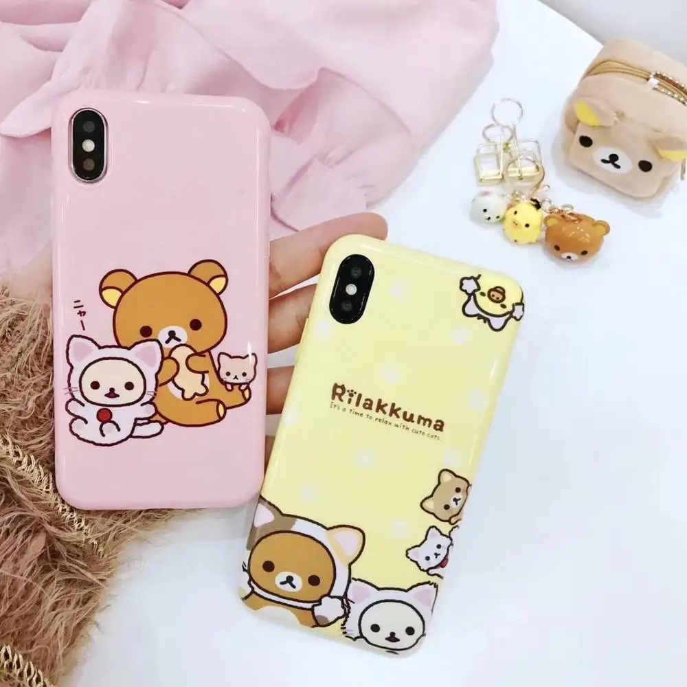 10pcs/lot Cartoon Relax Kuma Bear Phone Case For iPhone11 Pro IMD Soft TPU Cover XS MAX 6s/8 7plus Body Shell Protection |