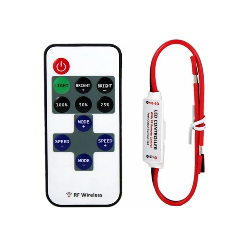 DC 12 V светодиодный мини контроллер Диммер 433 92 Mhz Беспроводной RF пульт
