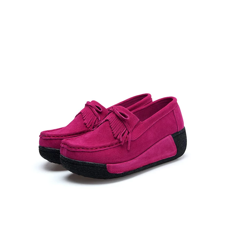 Red Shoes Новые весенние дышащие кроссовки; женская обувь; удобные повседневные лоферы на танкетке без застежки; женская обувь на платформе и высоком каблуке - Цвет: Red Shoes