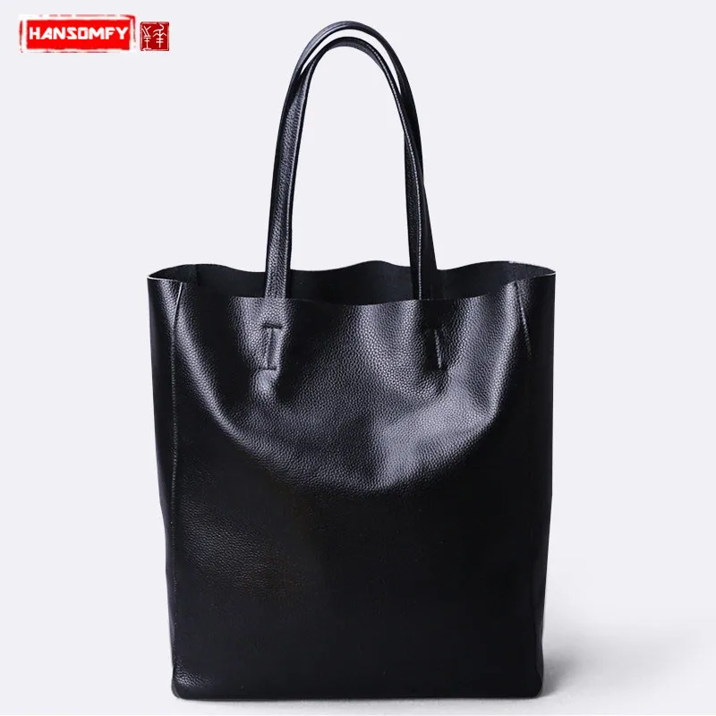 

Luxury Fashion New Women Handbags Genuine Leather Female Shoulder Bag Simple Large Capacity Tote Bags Big First Layer Cowhide