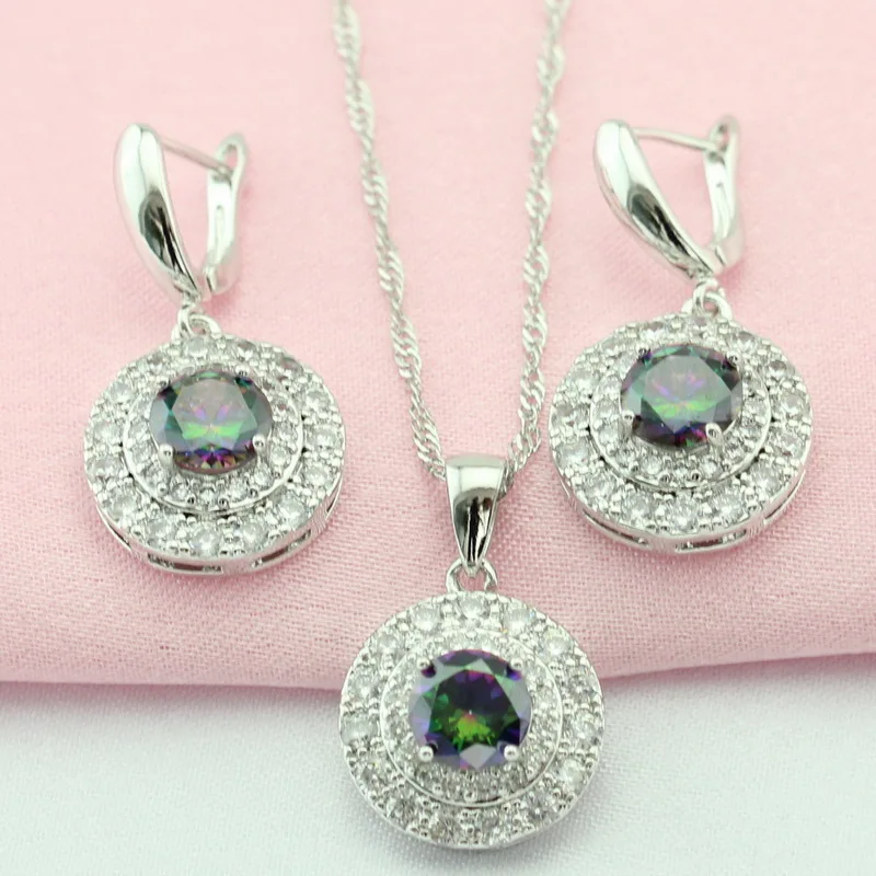 Комплект из колье и серёг с фианитом | Украшения аксессуары