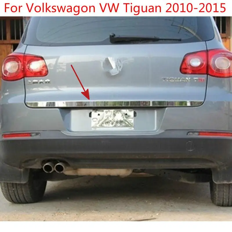 Серебристый Для Volkswagen Tiguan 2010 2011 2012 2013 высокое качество нержавеющая сталь Задняя Крышка багажника TrimCar Аксессуары для автомобилей - Цвет: Серебристый