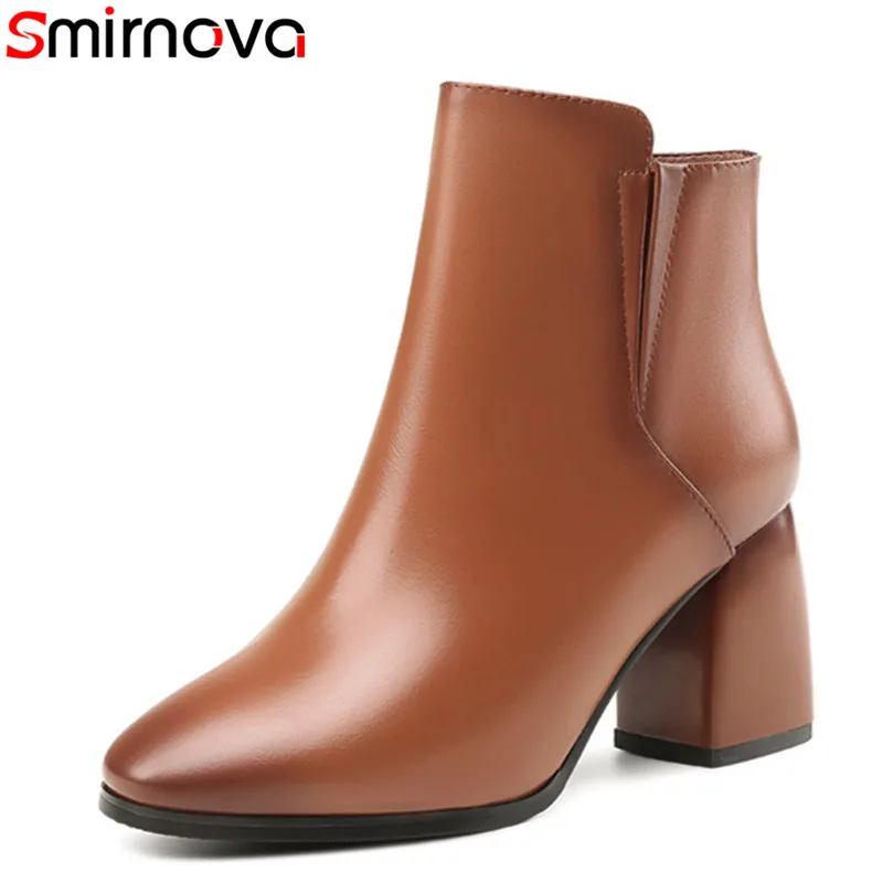Smirnova/2018 г. Популярные Модные ботильоны для женщин ботинки из натуральной кожи