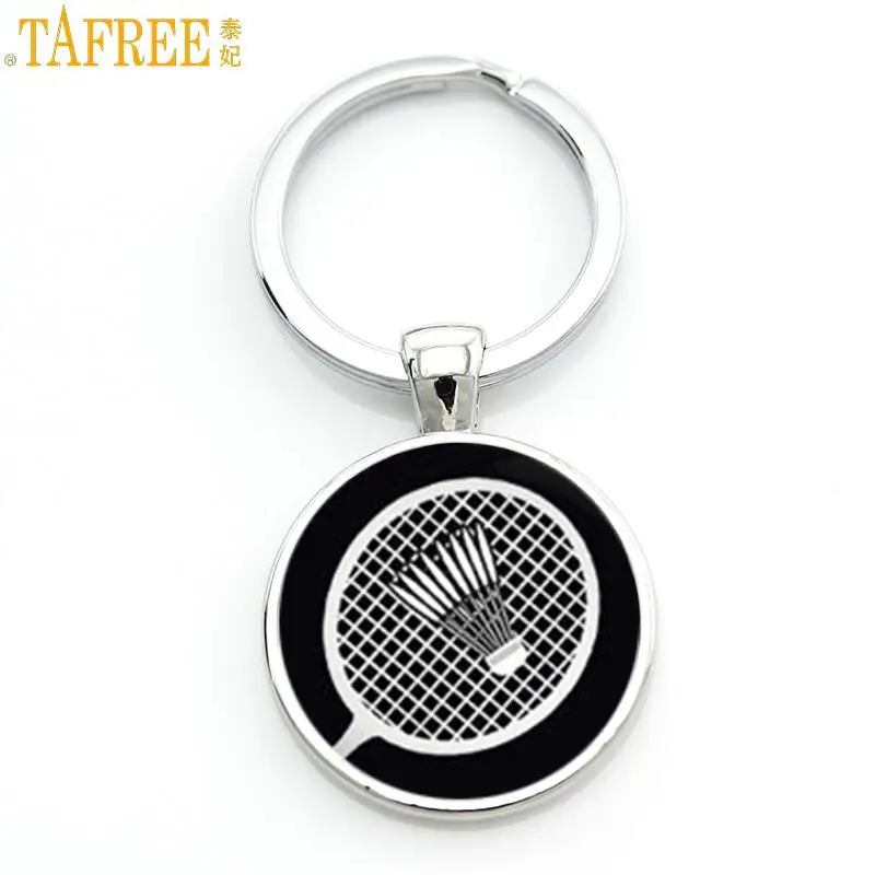 TAFREE novelty fashion photo jewelry vintage badminton keychain men women casual sports key chain ring holder for car bag SP904