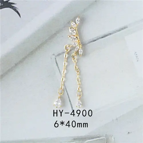 HY4900 5 шт., новинка, японские 3D крылья, украшения для ногтей, циркониевая цепочка, Жемчужины для украшения ногтей, подвеска, роскошный кристалл, металлические украшения ногтей, подвески для ногтей - Цвет: HY4900
