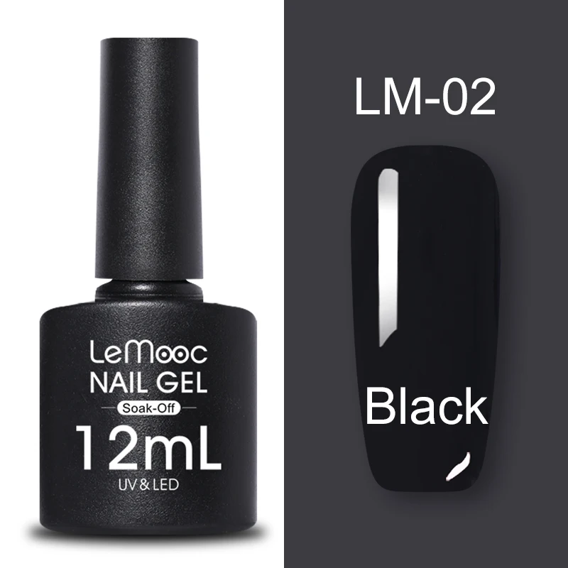 LM-02 LEMOOC, 12 мл, Гель-лак для ногтей, гибридный лак, все для маникюра, блеск для ногтей, верхнее Базовое покрытие, UV Vernis, Полупостоянный лак для ногтей - Цвет: LM-02