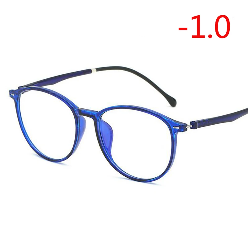 Myopia 100 Рецептурные-0,5-1,0-1,5-6,0 ретро овальные готовые очки для близорукости унисекс сверхлегкие близорукие очки - Цвет оправы: Myopia 100