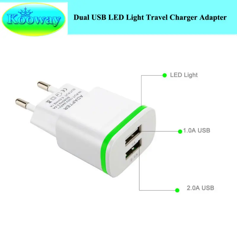 Сетевое зарядное устройство 2 а с двумя USB портами и зарядным кабелем 3 фута типа C