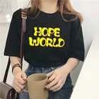 Женская футболка в стиле Харадзюку, футболки с надписью hope world, женская футболка, женские топы, винтажные футболки с надписью очень странные дела, Ариана Гранде