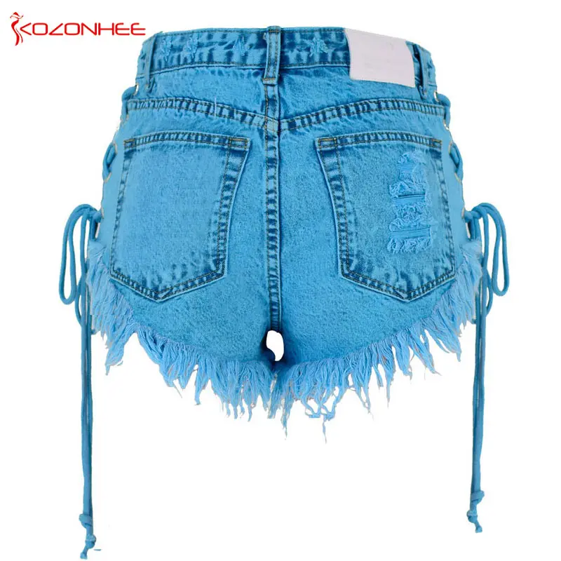 Женские джинсовые шорты Emerald летние с высокой талией и кисточками #68|Женские