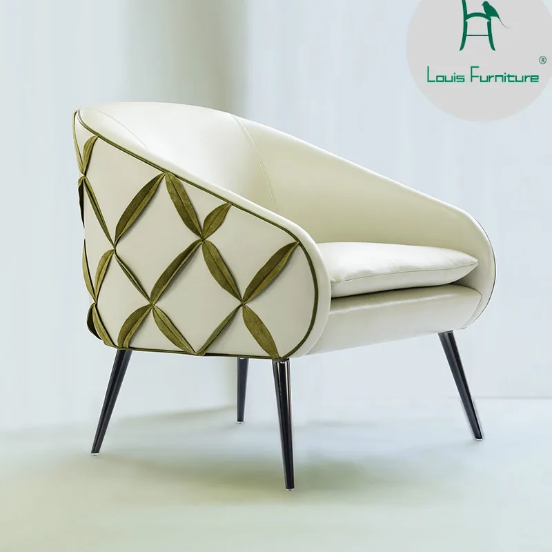 

Louis Fashion Living Room Sofas Light Luxury Stainless Steel Flower Chair