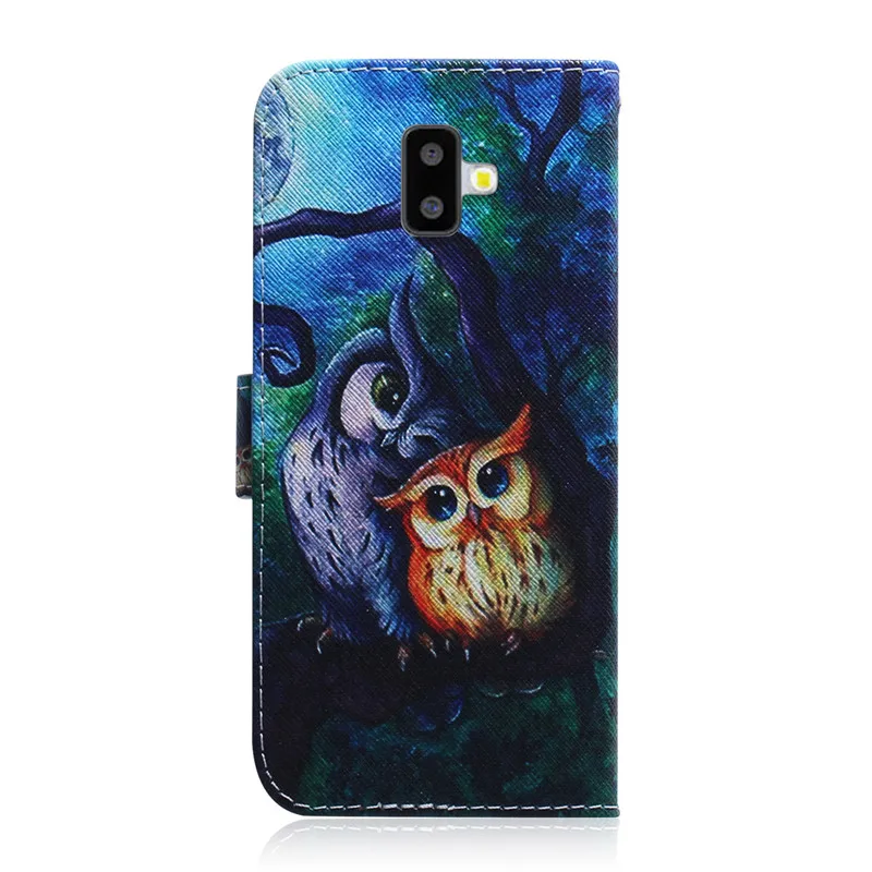 J6 плюс Чехол Флип Бумажник кожаный чехол для samsung Galaxy J6Plus J4Plus 3D роспись Кошелек