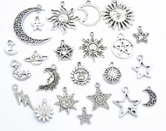 

23pcs charms Star Moon Sun alloy Pendants Antique SILVER Handmade Jewelry Making DIY European accessories
