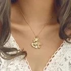 Женское винтажное ожерелье с кулоном гинкго билоба, Золотистое Ожерелье с листьями, вечерние ювелирные изделия в богемном стиле