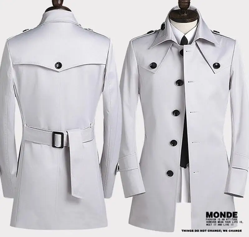 

S---5XL Sell Like Hot Cakes / Spring/Autumn Male New Fashion Thin Big Yards Single-breasted Long Trench Coat